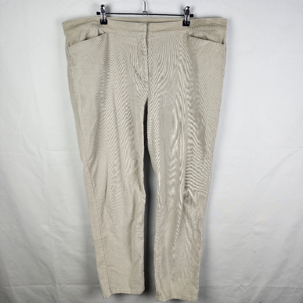 J Jill Cream Corduroy Straigh Leg Pants Size 18‎ Neutral Minimalist